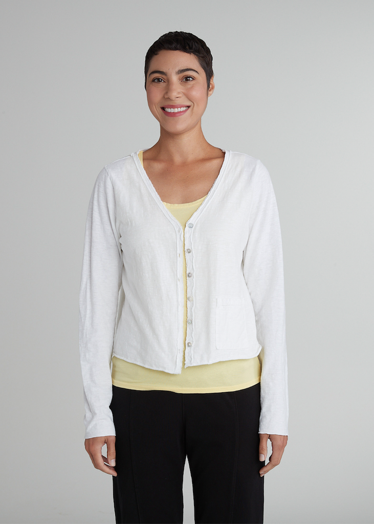 Cut Loose | Crop Pocket Cardigan | White