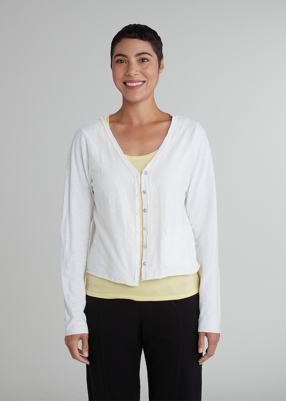 Cut Loose | Crop Pocket Cardigan | White