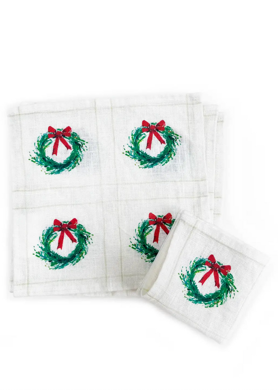 Darling Lemon | Wreath Cocktail Napkins | Set of 4