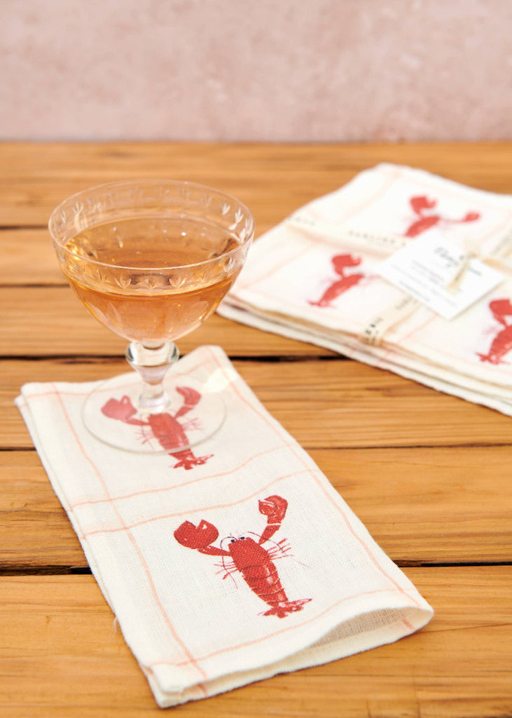 Darling Lemon | Lobsters Cocktail Napkins | Set of 4