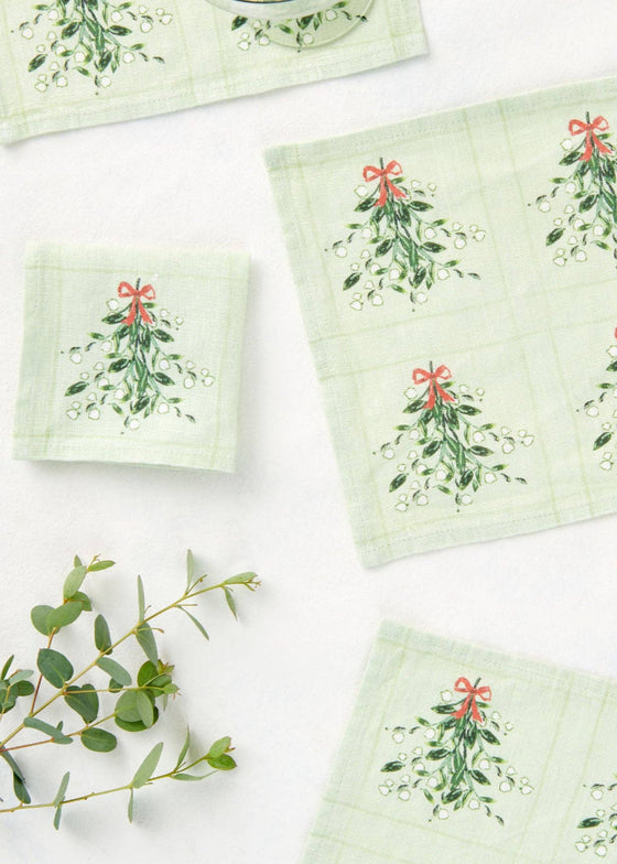 Darling Lemon | Mistletoe Cocktail Napkins | Set of 4