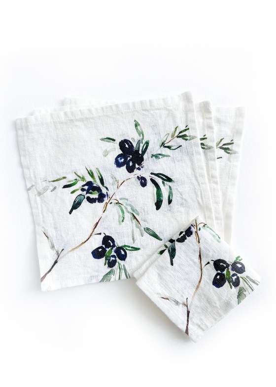 Darling Lemon | Olives Cocktail Napkins | Set of 4