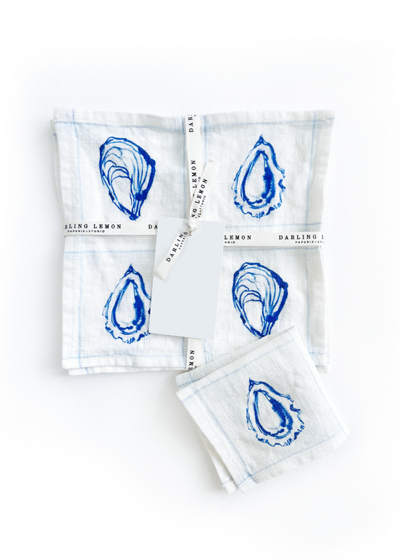 Darling Lemon | Oysters Cocktail Napkins | Set of 4