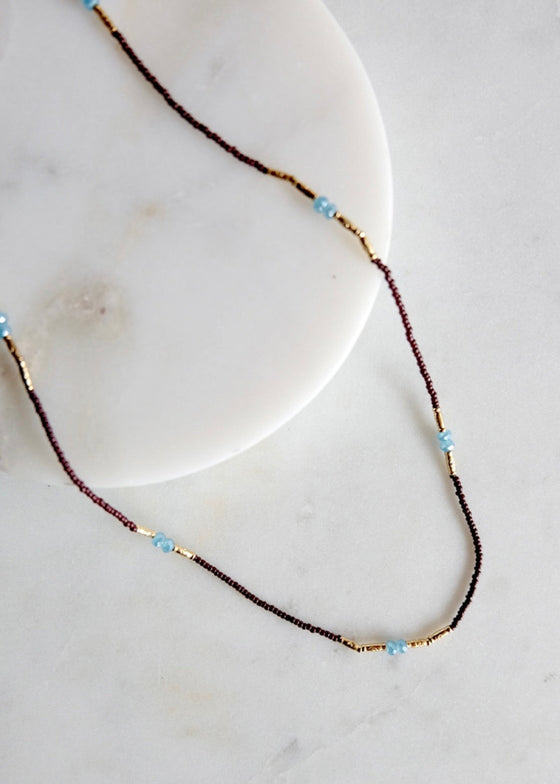 Debbie Fisher | Brown Seed + Blue Quartz Necklace