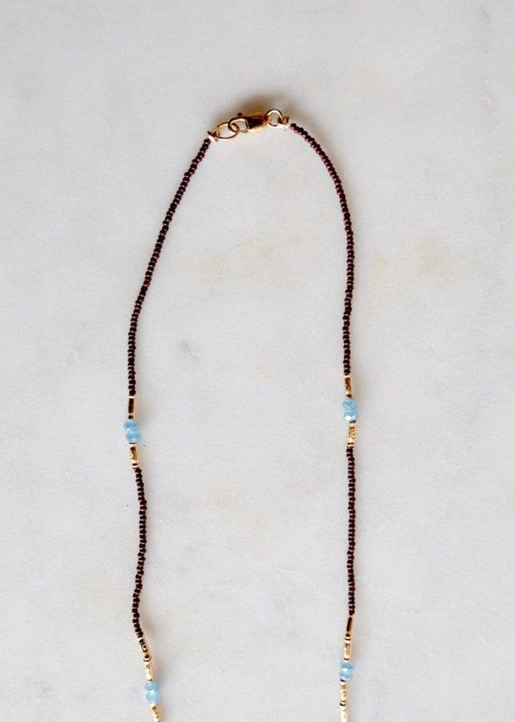 Debbie Fisher | Brown Seed + Blue Quartz Necklace