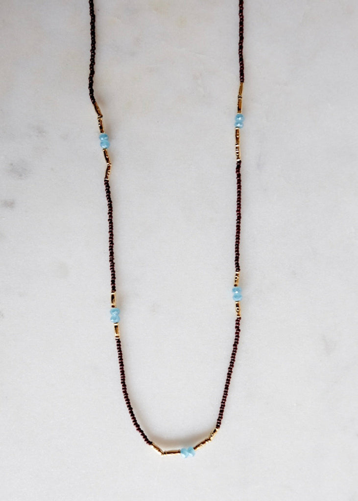 Debbie Fisher | Brown Seed + Blue Quartz Necklace
