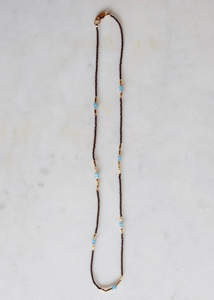 Debbie Fisher | Brown Seed + Blue Quartz Necklace