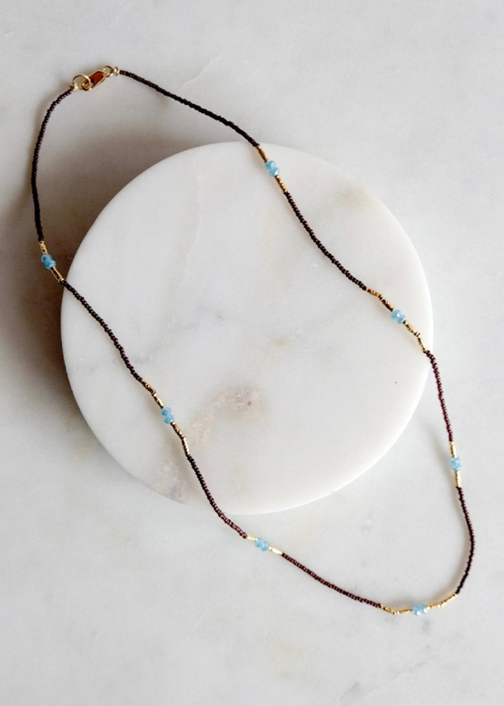 Debbie Fisher | Brown Seed + Blue Quartz Necklace