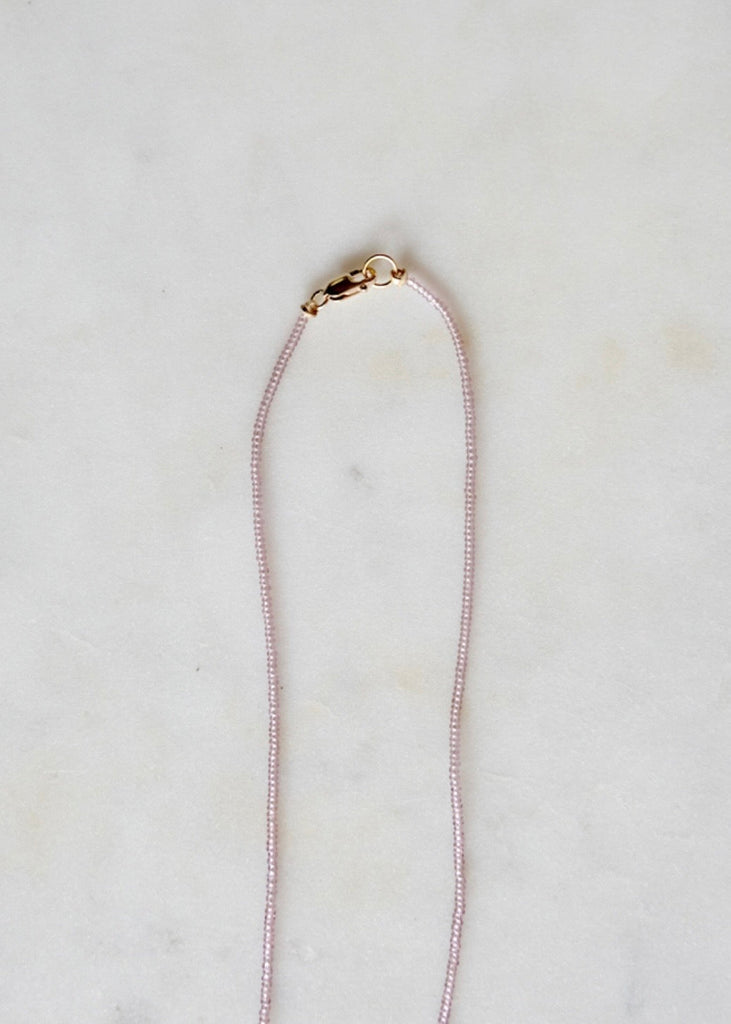 Debbie Fisher | Clear Pink Seed, Carnelian + Vermeil Bead Necklace