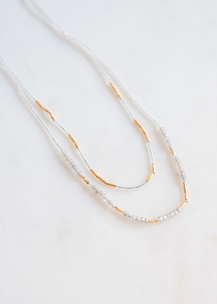 Debbie Fisher | Clear Seed, Gold Vermeil + Mystic Labradorite Necklace