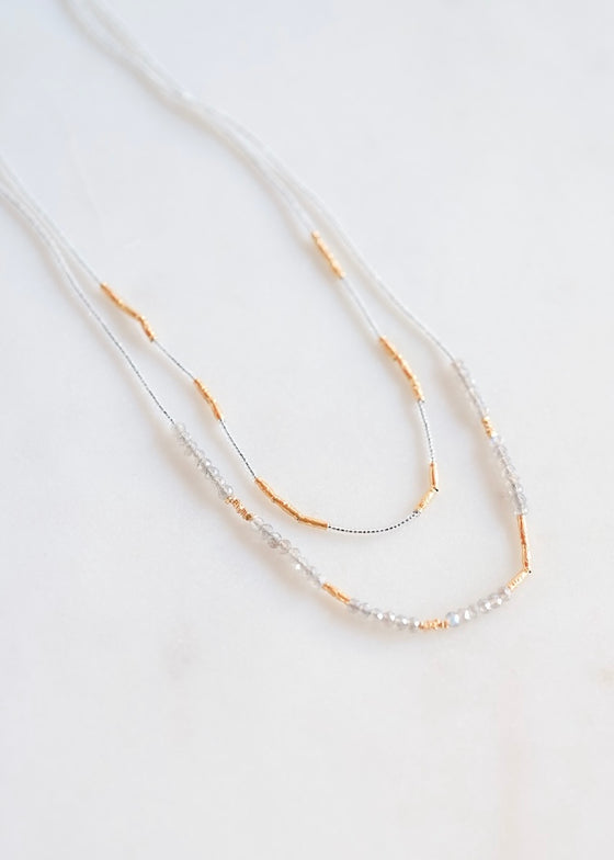 Debbie Fisher | Clear Seed, Gold Vermeil + Mystic Labradorite Necklace