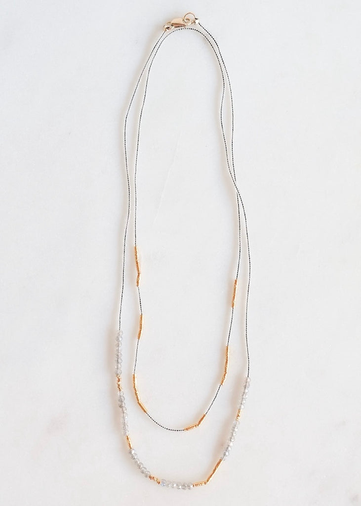 Debbie Fisher | Clear Seed, Gold Vermeil + Mystic Labradorite Necklace