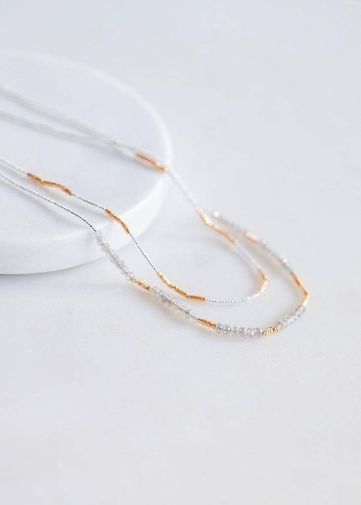 Debbie Fisher | Clear Seed, Gold Vermeil + Mystic Labradorite Necklace