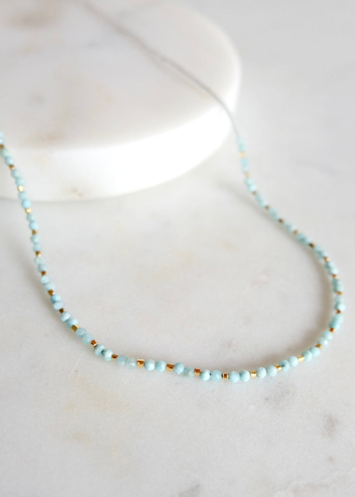 Debbie Fisher | Clear Seed, Larimar + Gold Vermeil Necklace