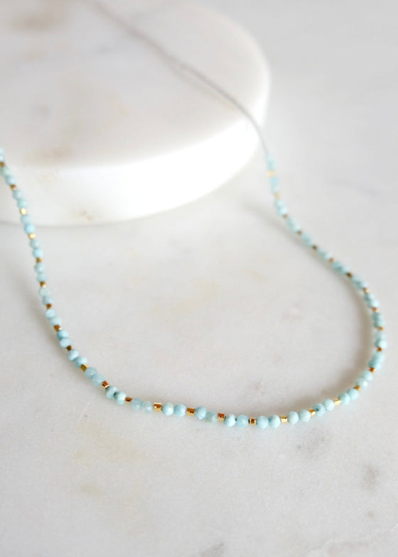 Debbie Fisher | Clear Seed, Larimar + Gold Vermeil Necklace