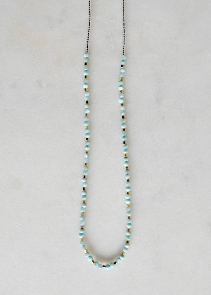 Debbie Fisher | Clear Seed, Larimar + Gold Vermeil Necklace