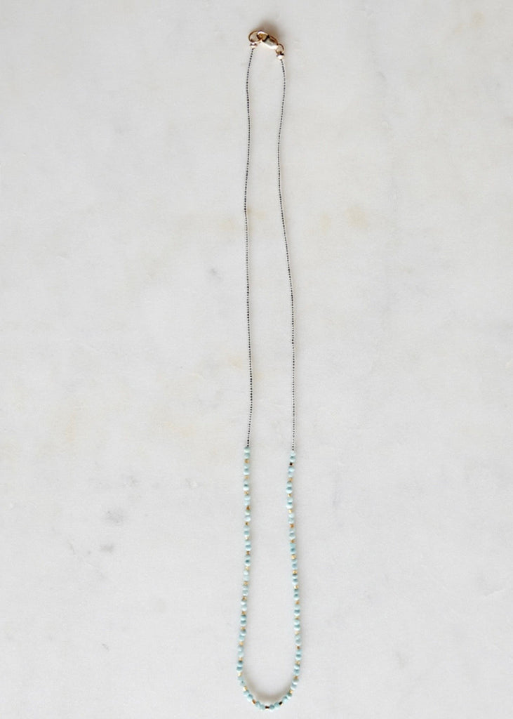 Debbie Fisher | Clear Seed, Larimar + Gold Vermeil Necklace