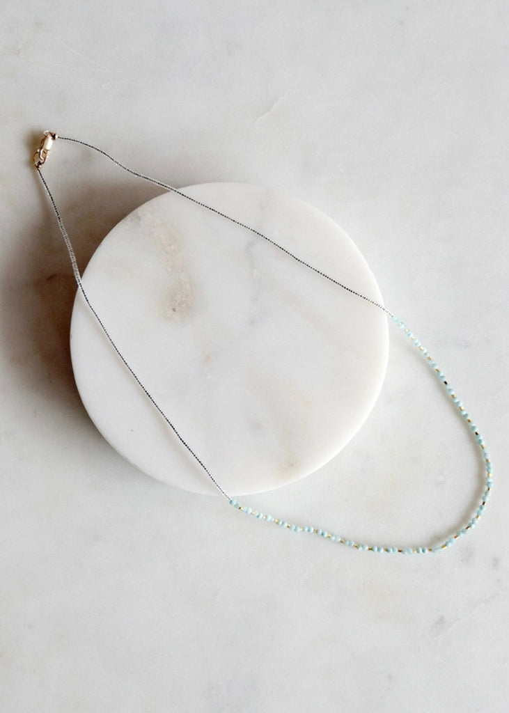 Debbie Fisher | Clear Seed, Larimar + Gold Vermeil Necklace