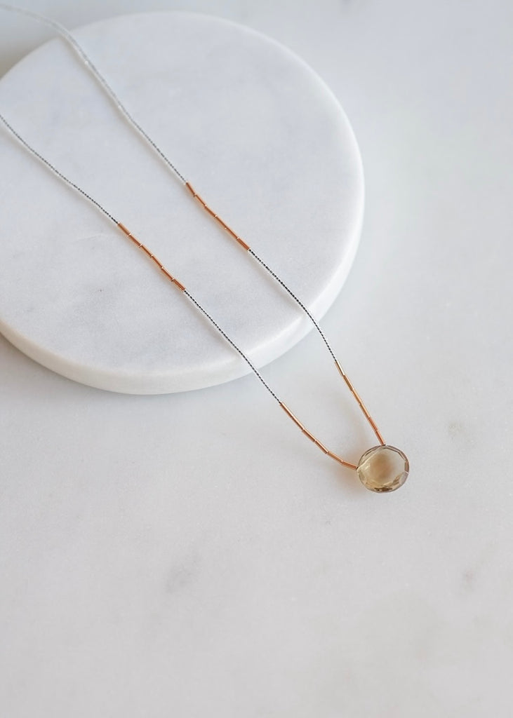 Debbie Fisher | Clear Seed + Whiskey Quartz Bead Necklace