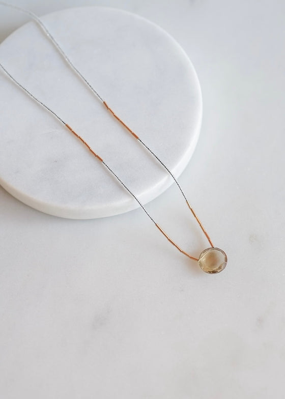 Debbie Fisher | Clear Seed + Whiskey Quartz Bead Necklace