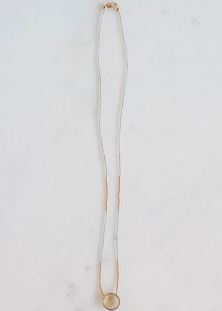 Debbie Fisher | Clear Seed + Whiskey Quartz Bead Necklace