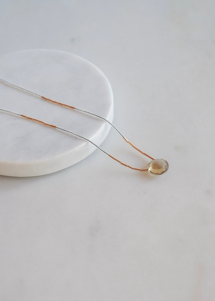 Debbie Fisher | Clear Seed + Whiskey Quartz Bead Necklace