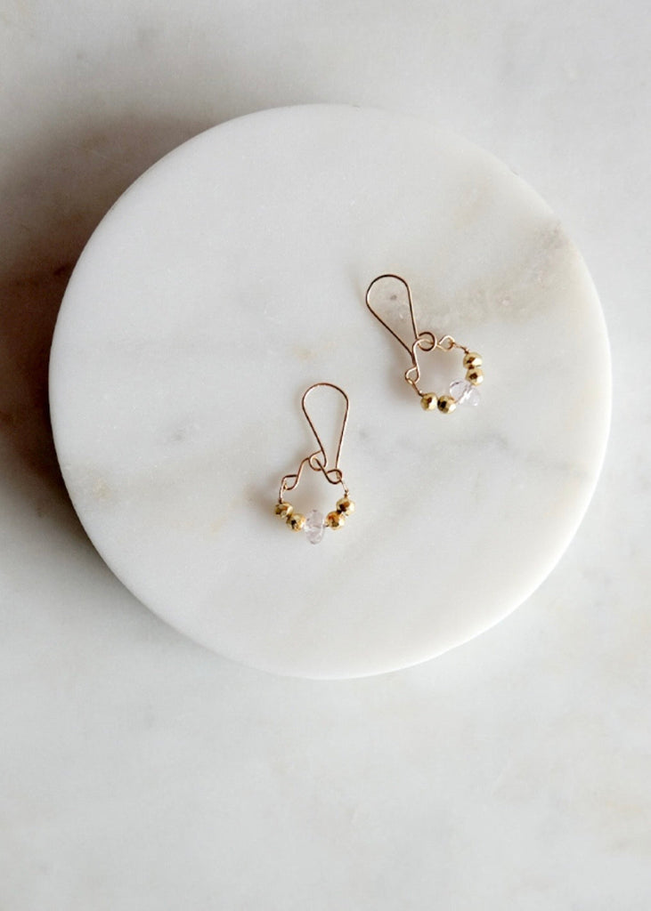 Debbie Fisher | Gold Pyrite + Pink Amethyst Earrings