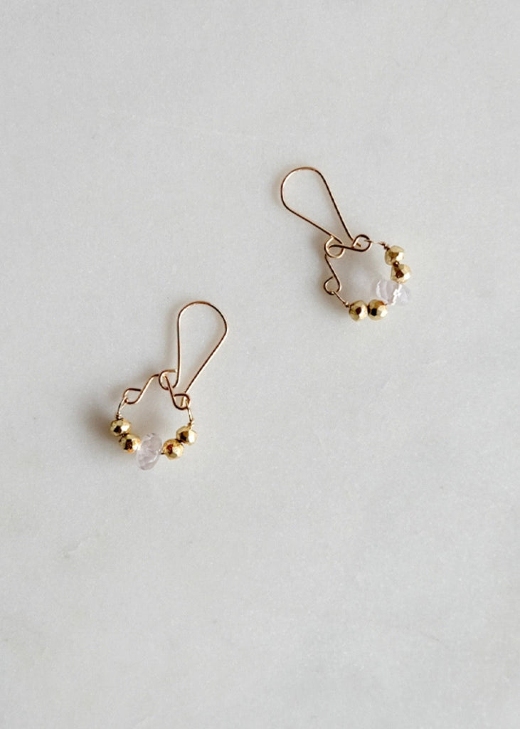 Debbie Fisher | Gold Pyrite + Pink Amethyst Earrings