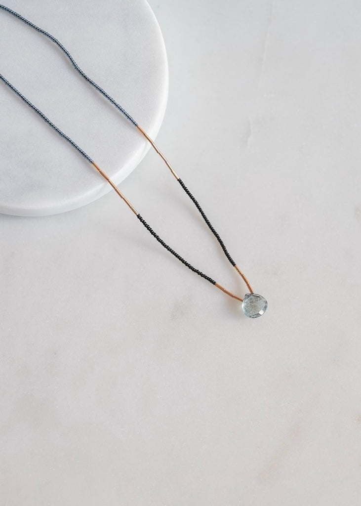 Debbie Fisher | Gold Vermeil, Seed Bead + Quartz Necklace