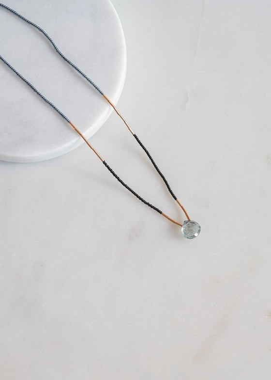 Debbie Fisher | Gold Vermeil, Seed Bead + Quartz Necklace