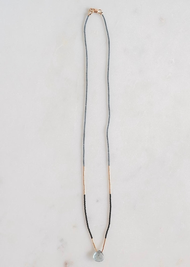 Debbie Fisher | Gold Vermeil, Seed Bead + Quartz Necklace