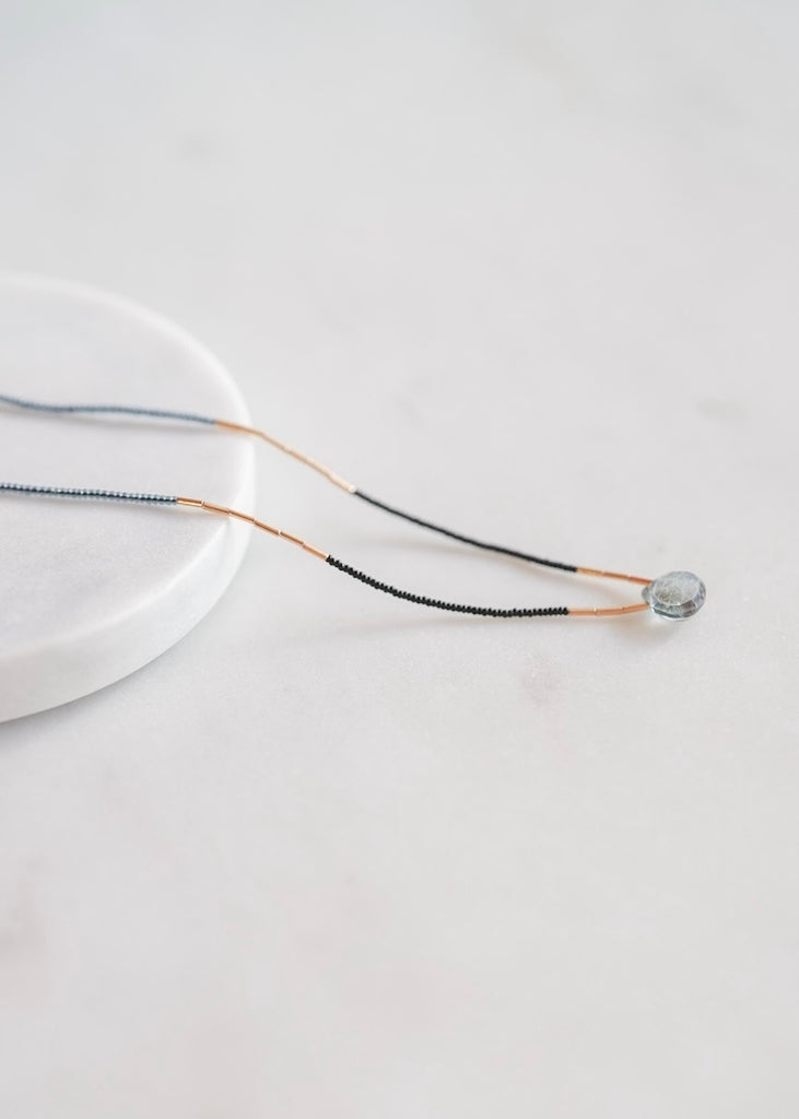 Debbie Fisher | Gold Vermeil, Seed Bead + Quartz Necklace