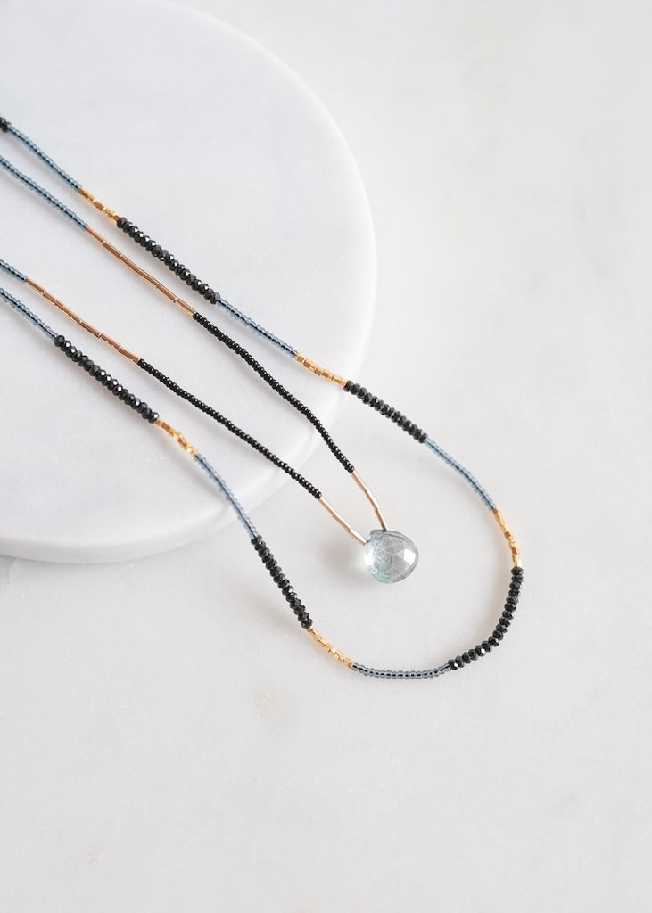 Debbie Fisher | Gold Vermeil, Seed Bead + Quartz Necklace