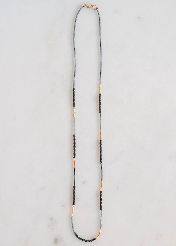 Debbie Fisher | Grey Seed, Gold Vermeil + Black Spinel Necklace