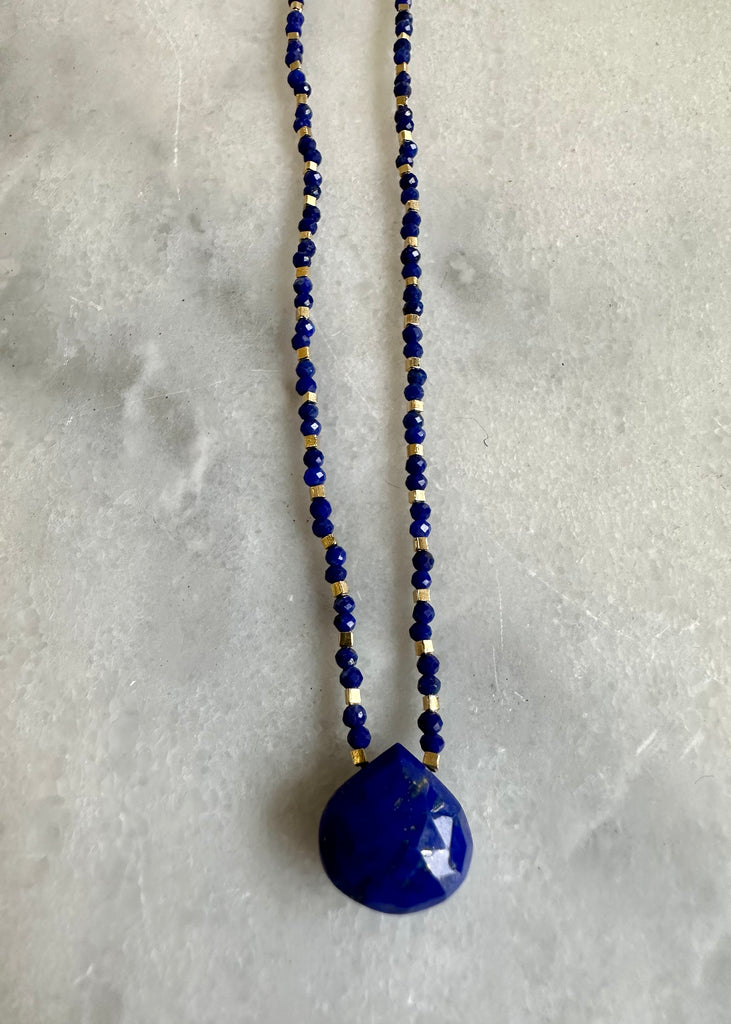 Debbie Fisher | Grey Seed + Lapis Necklace