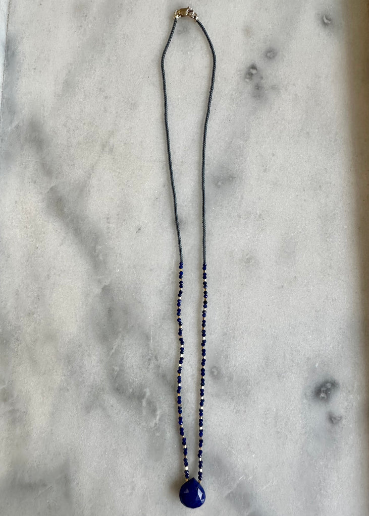 Debbie Fisher | Grey Seed + Lapis Necklace