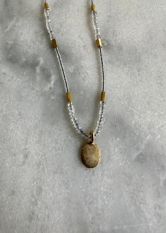Debbie Fisher | Seed Bead + Gold Vermeil + Moonstone Necklace