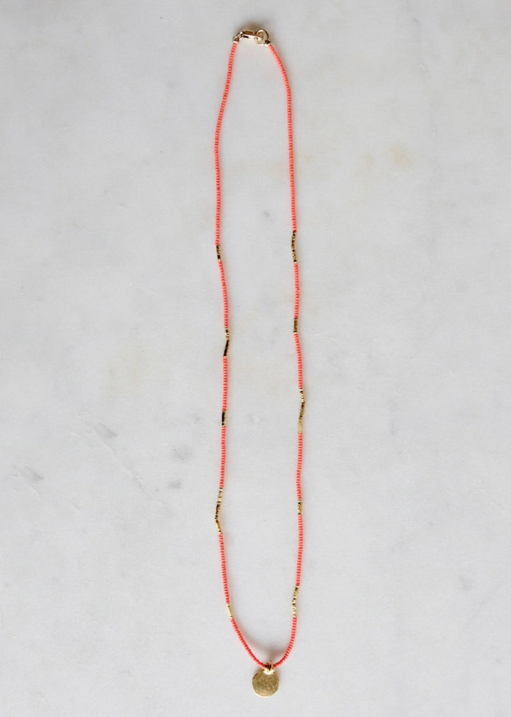 Debbie Fisher | Seed Beads with Gold Vermeil + Disc Charm Necklace