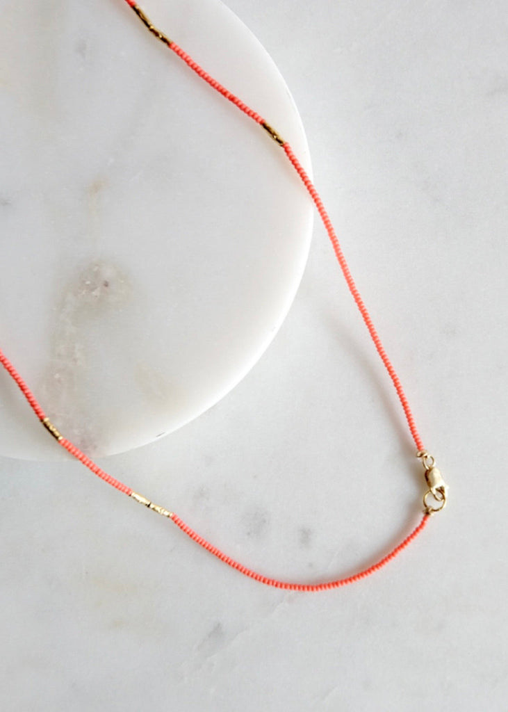 Debbie Fisher | Seed Beads with Gold Vermeil + Disc Charm Necklace