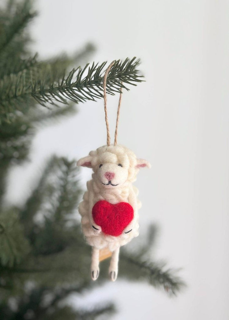 Deer Harbour Design | Sheep Holding Heart Ornament