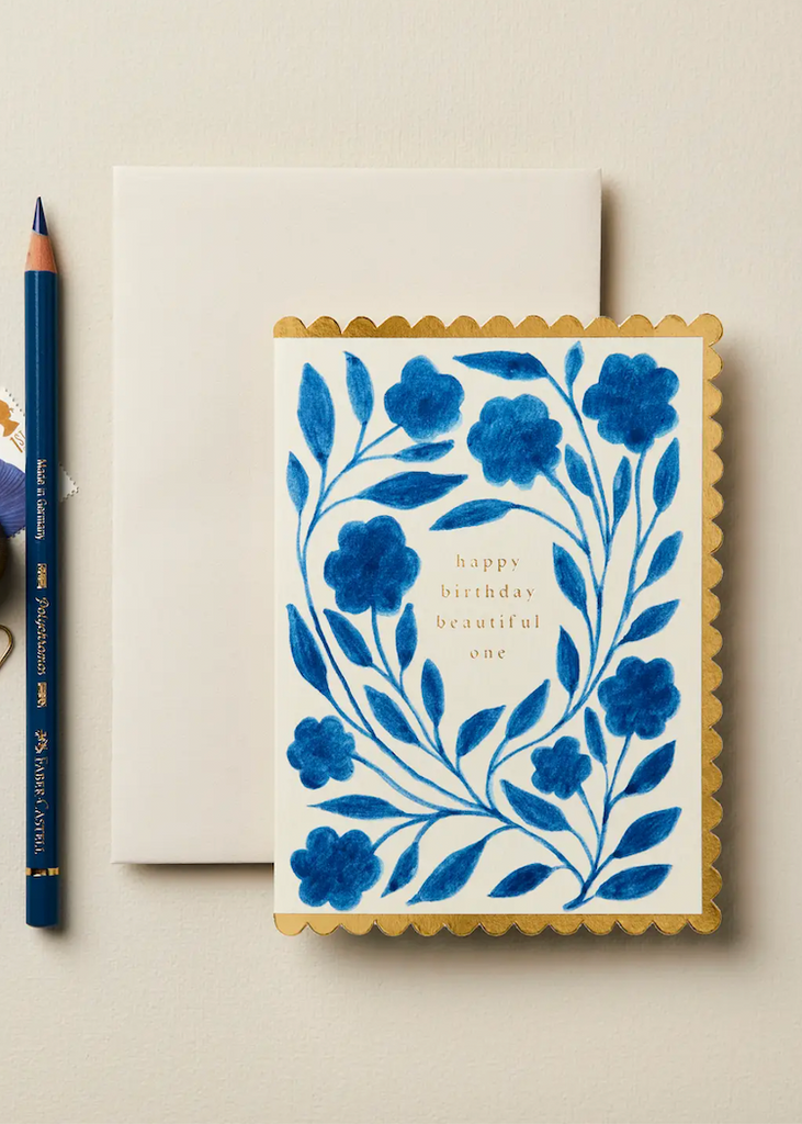 Wanderlust Paper Co | Delft Flora 'Happy Birthday Beautiful One' Card