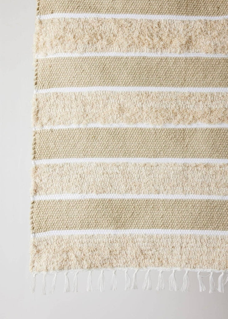 Dhurrie Taupe Banded Mat | 24" x 38"