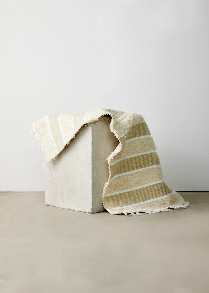 Dhurrie Taupe Banded Mat | 24" x 38"