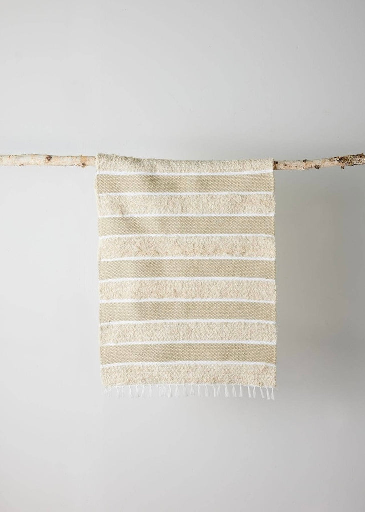 Dhurrie Taupe Banded Mat | 24" x 38"