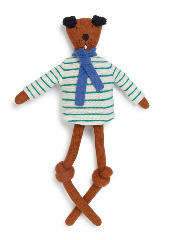 Sophie Home | Cotton Knit Stuffed Animal Ragdoll | Green Dog
