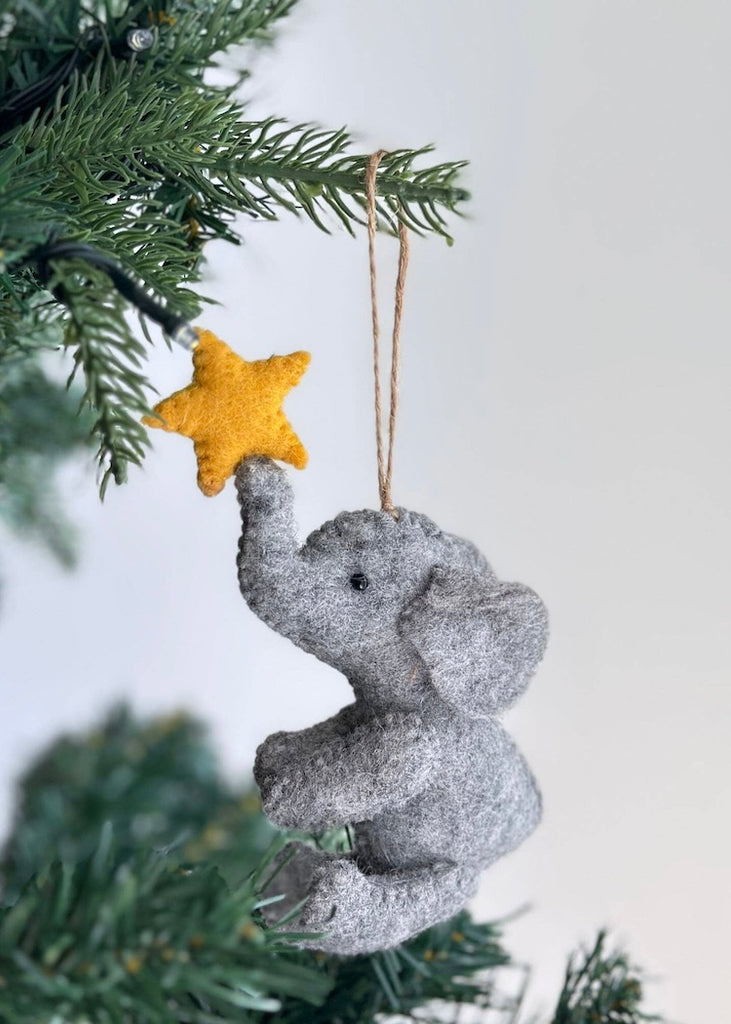 Elephant with Star Felt Ornament
