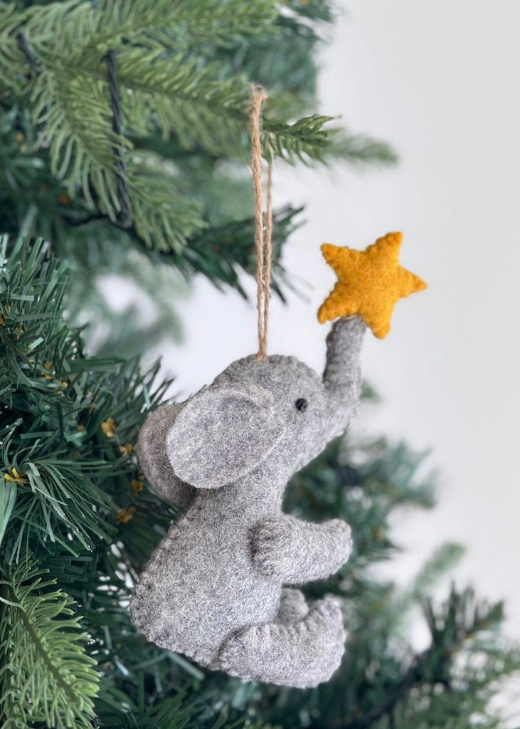 Elephant with Star Felt Ornament