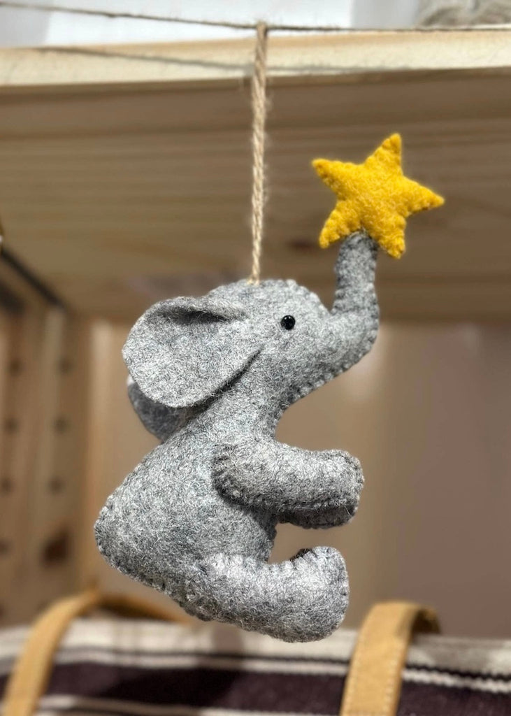 Elephant with Star Felt Ornament