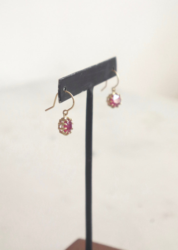 Erin Cuff Jewelry | Bright Ruby Drop Earrings  | 4.15cttw