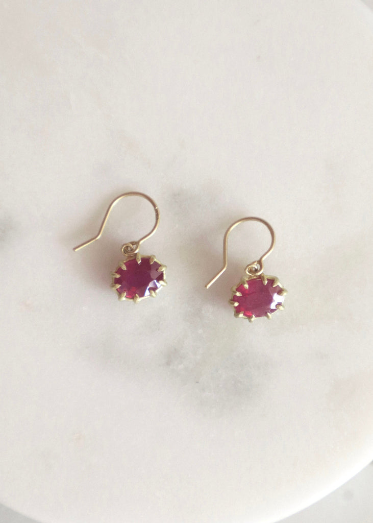 Erin Cuff Jewelry | Bright Ruby Drop Earrings  | 4.15cttw